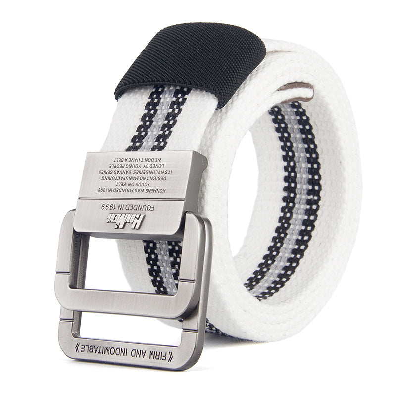 Canvas Belt Men's Outdoor Belt Alloy Double Buckle