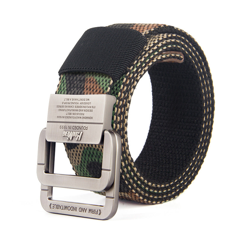 Canvas Belt Men's Outdoor Belt Alloy Double Buckle