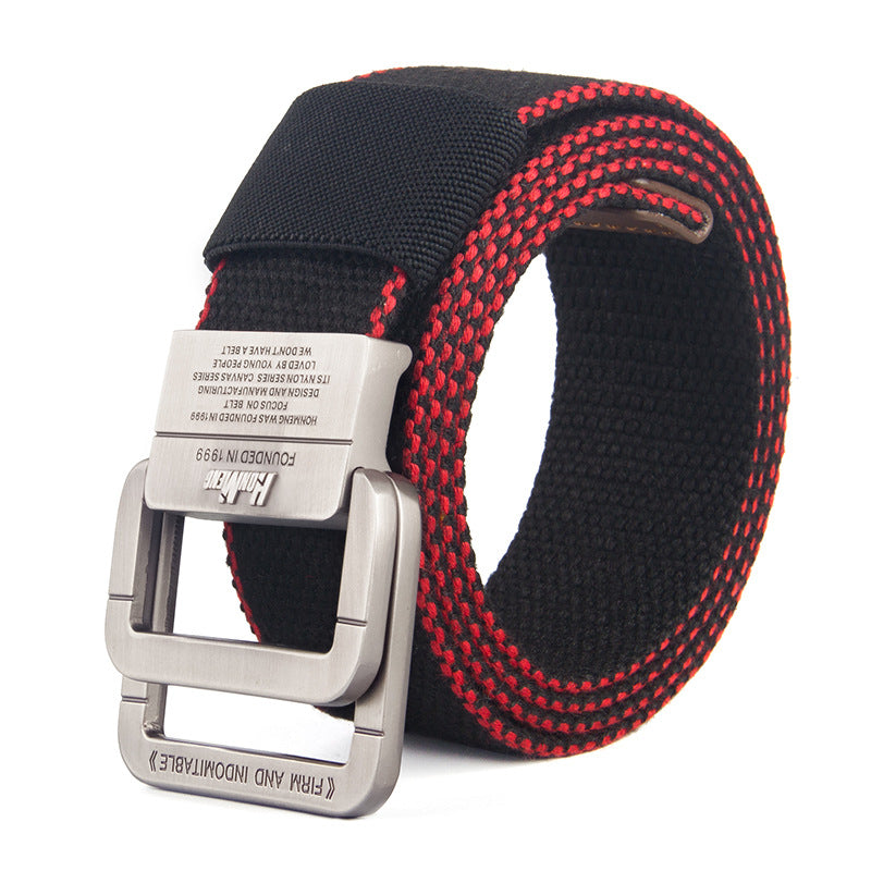 Canvas Belt Men's Outdoor Belt Alloy Double Buckle