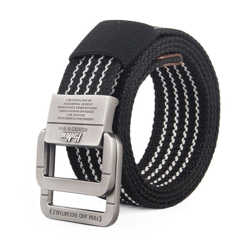 Canvas Belt Men's Outdoor Belt Alloy Double Buckle