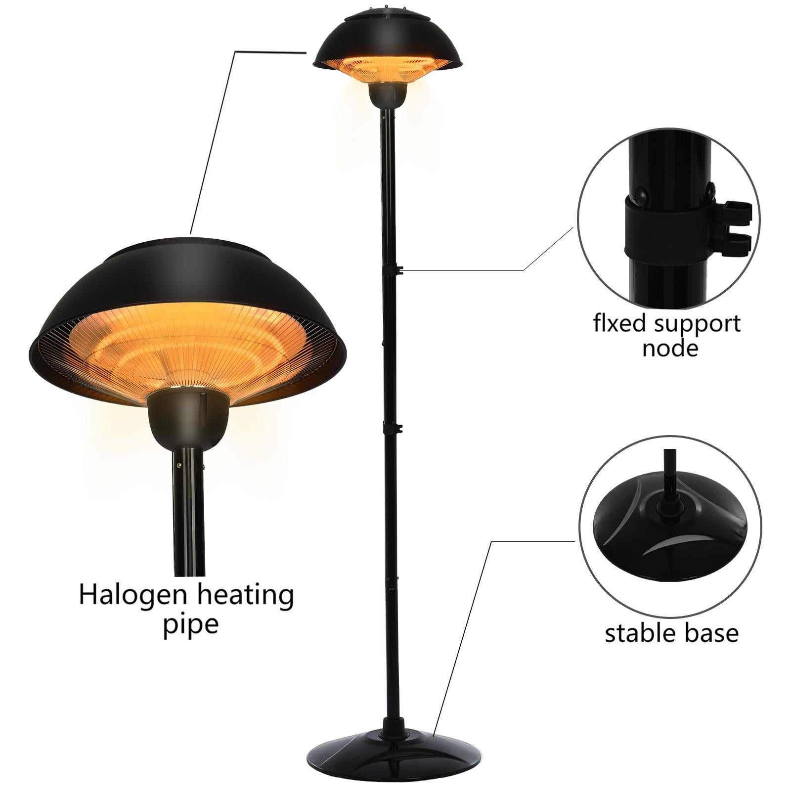 DJKDJL Patio Heater 1500W Outdoor Electric Heater,Outdoor Infrared Heater Tip Over, Black, 54.2*53.8*42CM