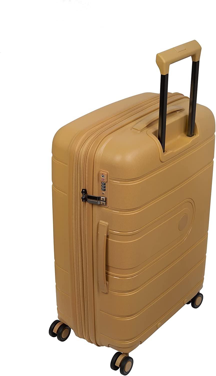 Eco Tough 30" Hardside Checked 8 Wheel Expandable Spinner, Honey Gold