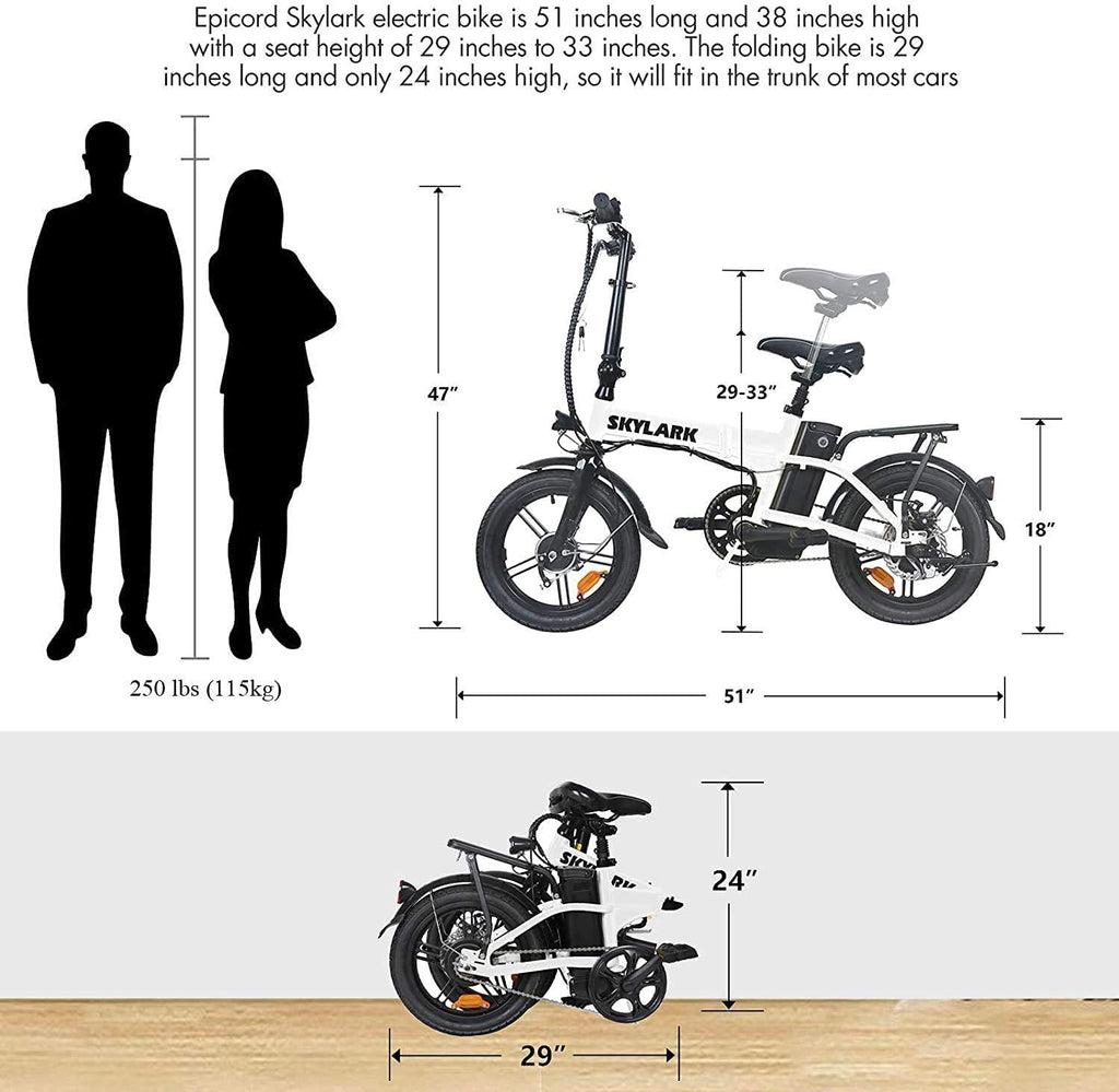 Folding Electric Commuter Bike, 16'' City Ebike for Adults with 250W Motor &amp; 36V 10Ah Removable Lithium Battery, Top Speed 22mph, with Headlight and Tail Light for People Aged 14 to 65