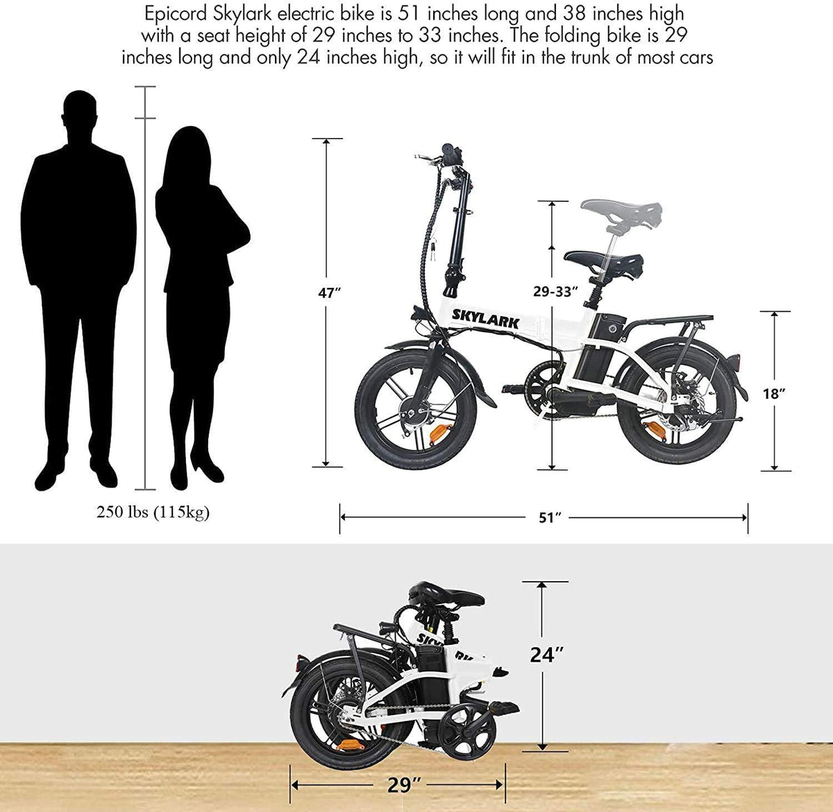 Folding Electric Commuter Bike, 16'' City Ebike for Adults with 250W Motor &amp; 36V 10Ah Removable Lithium Battery, Top Speed 22mph, with Headlight and Tail Light for People Aged 14 to 65