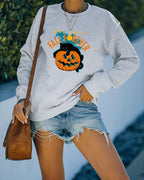 halloween letter pumpkin print long sleeve sweatshirt