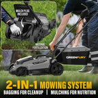 Cordless Lawn Mower Compatible with Dewalt 20V MAX Battery (Tool Only) | 13" Deck, Brushless Motor, 5-Position Height Adjust, 8 Gal Bag, Ideal for Small Yards