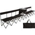 13.5 ft. Black Portable 8-Seater Folding Team Sports Sideline Chair (Attached Cooler)
