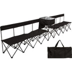 13.5 ft. Black Portable 8-Seater Folding Team Sports Sideline Chair (Attached Cooler)