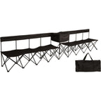 13.5 ft. Black Portable 8-Seater Folding Team Sports Sideline Chair (Attached Cooler)