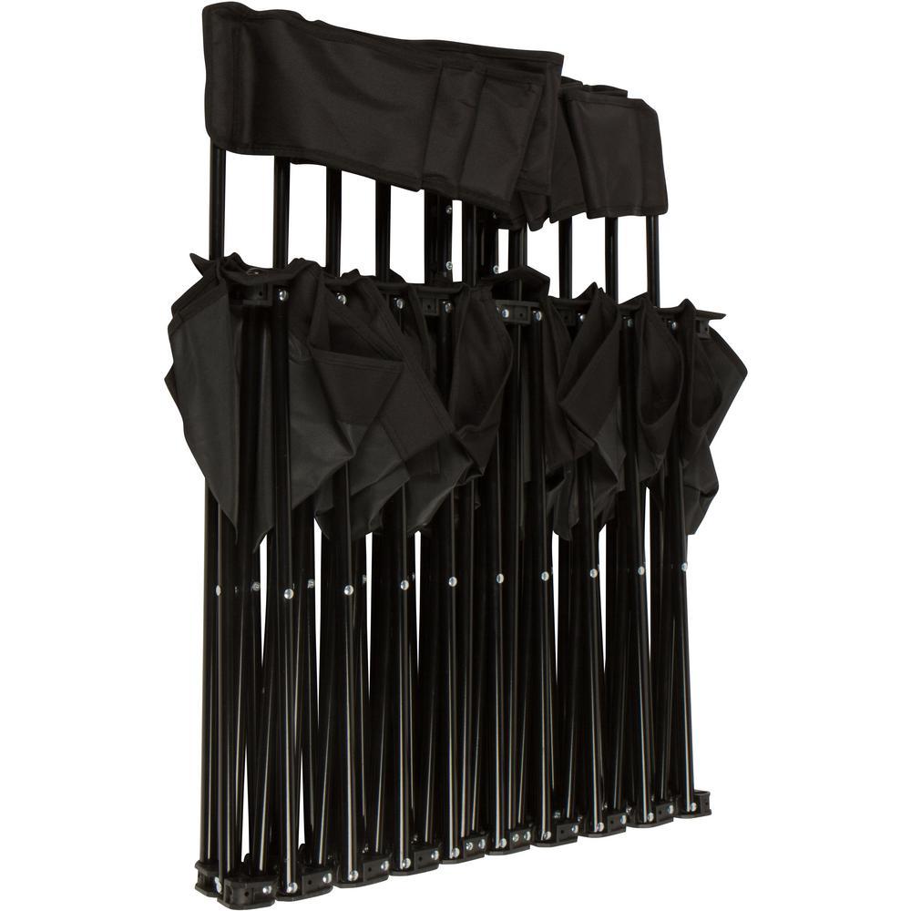 13.5 ft. Black Portable 8-Seater Folding Team Sports Sideline Chair (Attached Cooler)