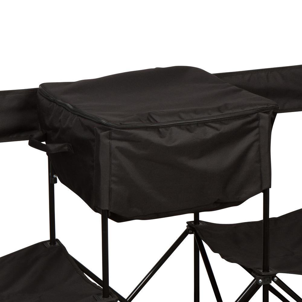 13.5 ft. Black Portable 8-Seater Folding Team Sports Sideline Chair (Attached Cooler)