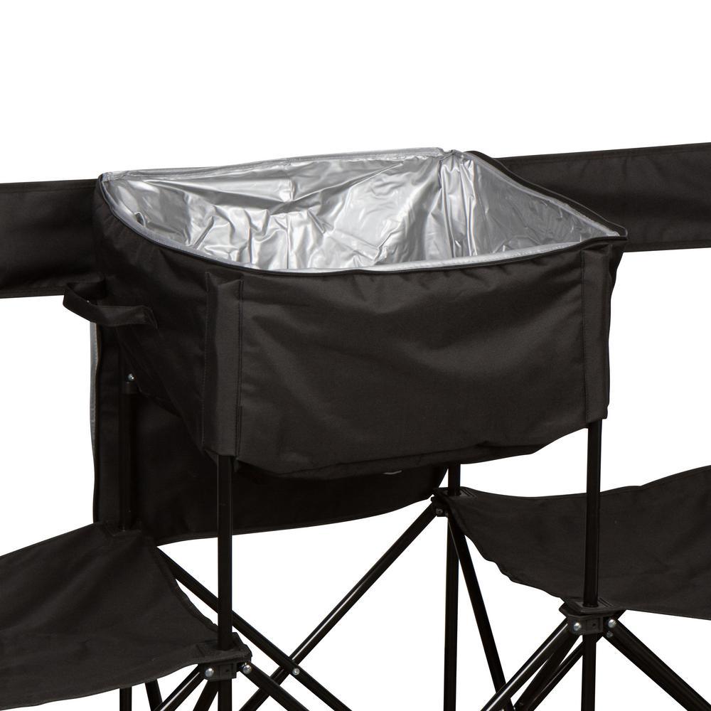 13.5 ft. Black Portable 8-Seater Folding Team Sports Sideline Chair (Attached Cooler)