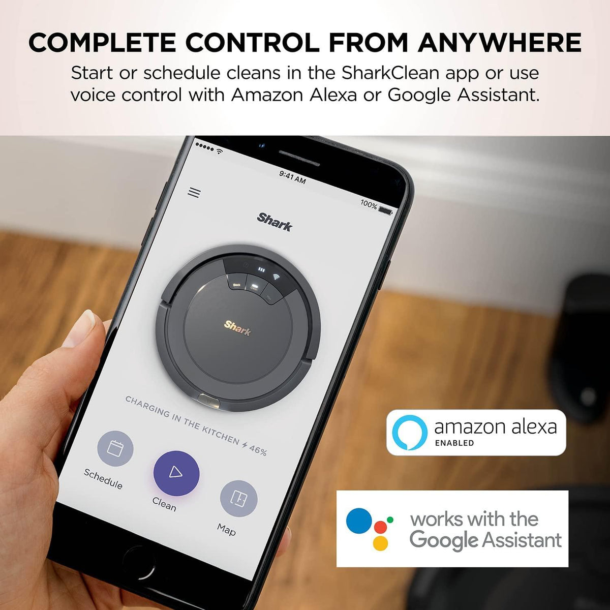 Shark ION Robot Vacuum AV753, Wi Fi Connected, 120min Runtime, Works with Alexa, Multi Surface Cleaning , Grey