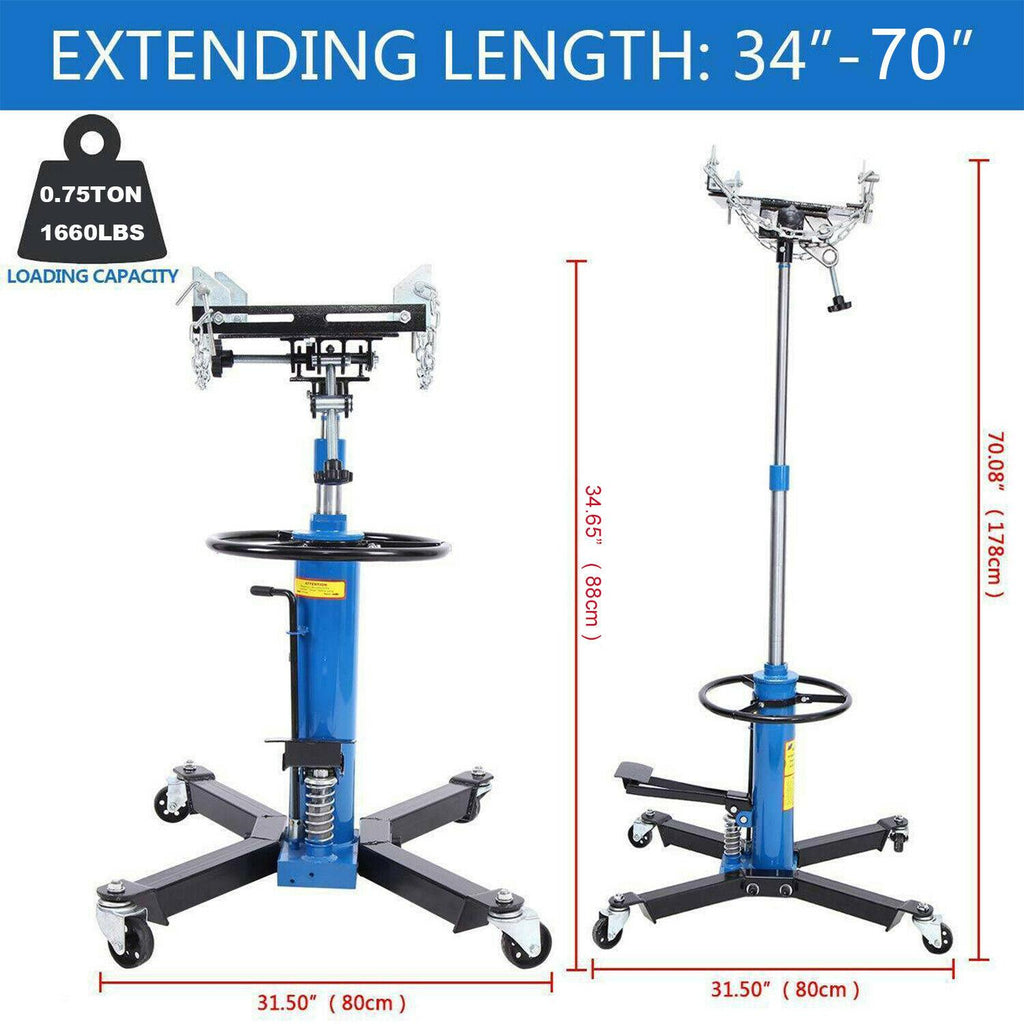 0.75Ton 2StaHydraulic Transmission Jack Stand Lifter Hoist Car Lift 1660LBS