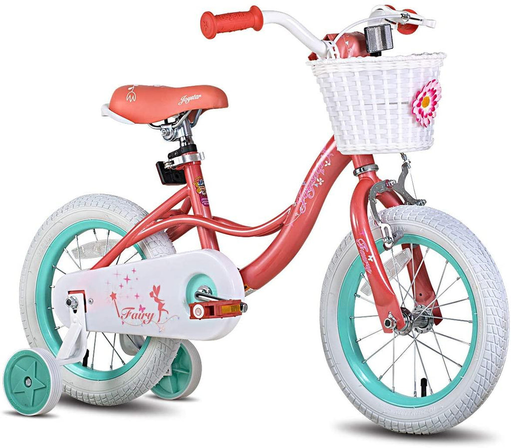 JOYSTAR Fairy 12" 14" 16" 18” Inch Kids Bike with Training Wheels for 2-9 Years Old Girls (Corel &amp; Pink, Purple)