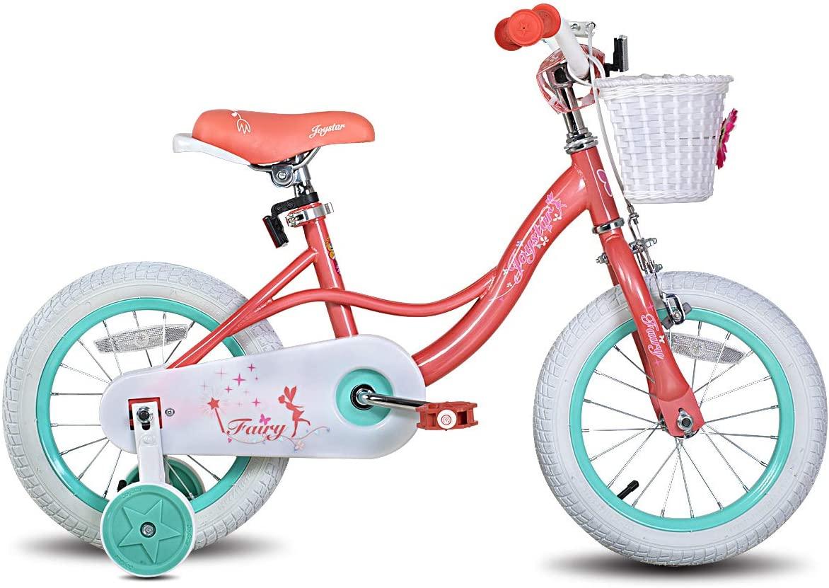 JOYSTAR Fairy 12" 14" 16" 18” Inch Kids Bike with Training Wheels for 2-9 Years Old Girls (Corel &amp; Pink, Purple)