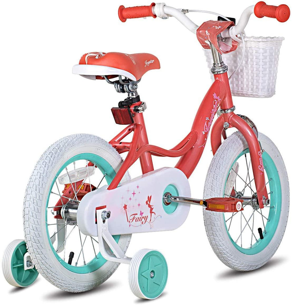 JOYSTAR Fairy 12" 14" 16" 18” Inch Kids Bike with Training Wheels for 2-9 Years Old Girls (Corel &amp; Pink, Purple)