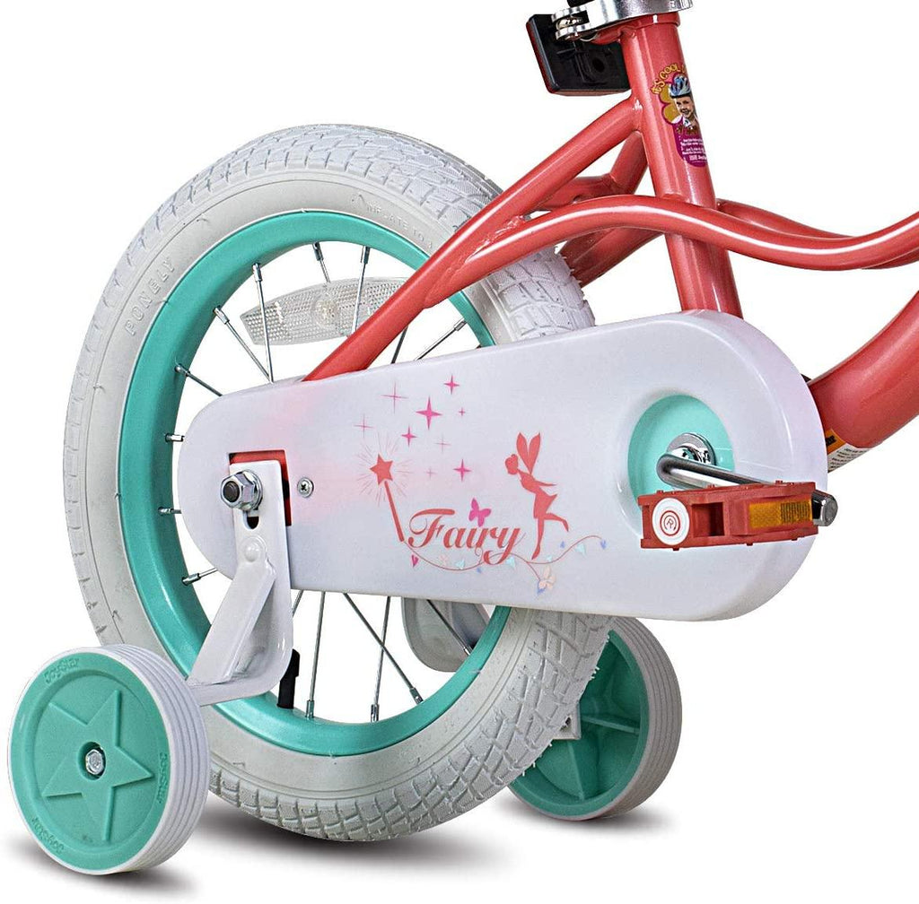 JOYSTAR Fairy 12" 14" 16" 18” Inch Kids Bike with Training Wheels for 2-9 Years Old Girls (Corel &amp; Pink, Purple)