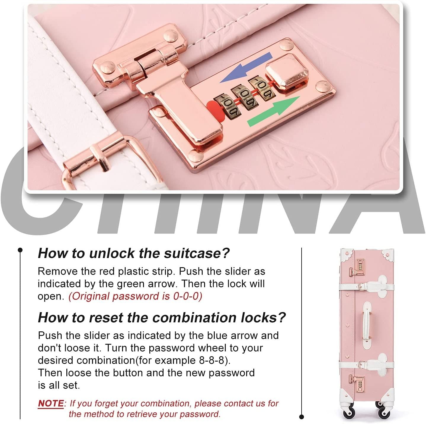 Suitcase Set 26 inch PU Leather Women Luggage with 12 inch Train Case (Embossed Pink)