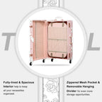 Suitcase Set 26 inch PU Leather Women Luggage with 12 inch Train Case (Embossed Pink)
