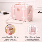 Suitcase Set 26 inch PU Leather Women Luggage with 12 inch Train Case (Embossed Pink)