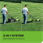40V 17" Cordless Lawn Mower – Brushless Motor, 4.0Ah Battery &amp; Charger (75+ Compatible Tools), 2-in-1 Mulch/Bag