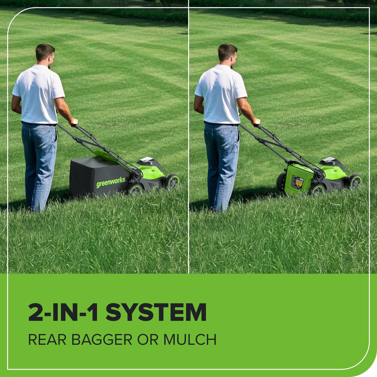 40V 17" Cordless Lawn Mower – Brushless Motor, 4.0Ah Battery &amp; Charger (75+ Compatible Tools), 2-in-1 Mulch/Bag