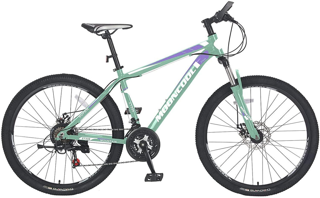 MOONCOOL Mountain Bikes Adults MTB Bike, Disc Brakes Mountain Bicycles, 7-21 Speeds Options, Aluminum and Steel Frame Options, 24-26 Inches Wheels Outroad Bikes for Mens Womens