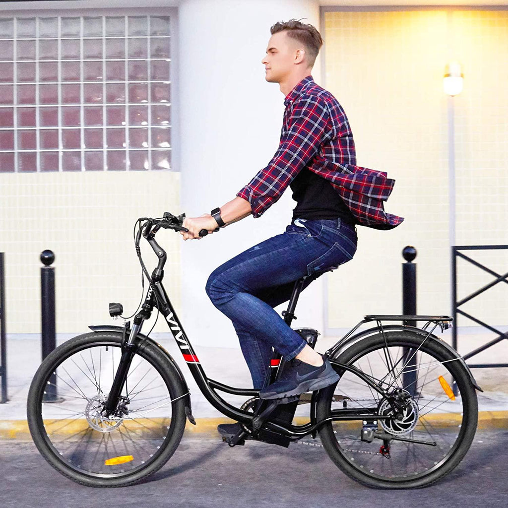 Vivi Electric Bike, 26 Inch City Commuter Bike for Adults, 350W Ebike with 36V 8AH Removable Battery,  7-Speed Cruiser Bikes for Women