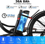 Vivi Electric Bike, 26 Inch City Commuter Bike for Adults, 350W Ebike with 36V 8AH Removable Battery,  7-Speed Cruiser Bikes for Women
