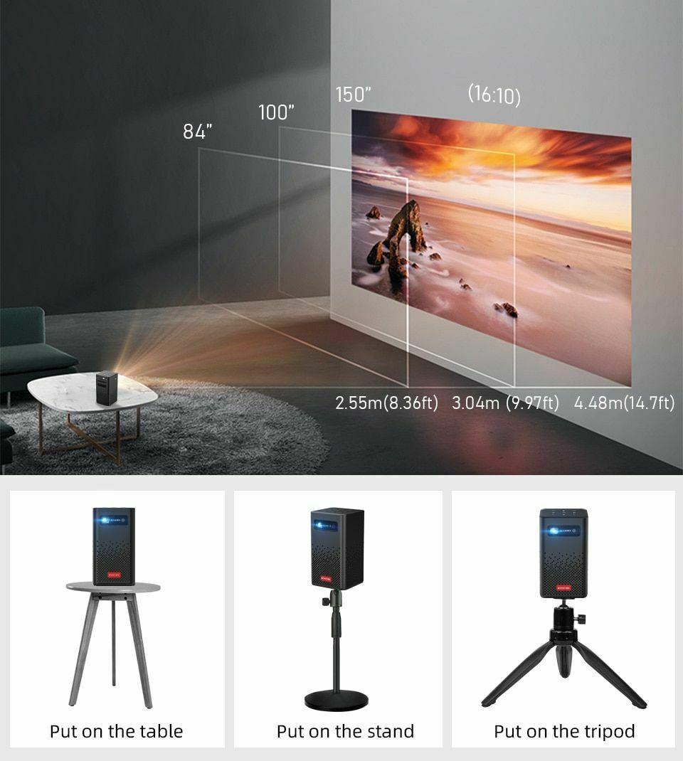 portable mini smart projector wifi tv video pico led dlp 4k 1080p for smartphone