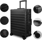 All Aluminum Carry On Luggage with TSA Locks Metal Hard Shell Spinner Suitcase ( Black , 28 Inch )