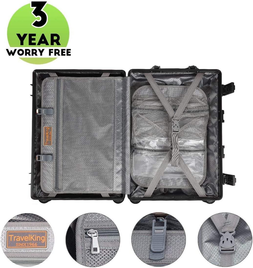 All Aluminum Carry On Luggage with TSA Locks Metal Hard Shell Spinner Suitcase ( Black , 28 Inch )
