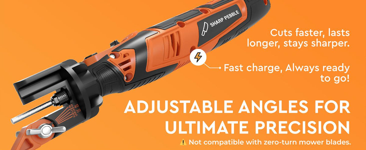 Cordless Lawn Mower Blade Sharpener – Adjustable 20°- 40° Angle Guide-Rotary Tool with Replaceable Sharpening Wheel Bits &amp; Fast Rechargeable Battery – Effortless Precision for Lawn Care