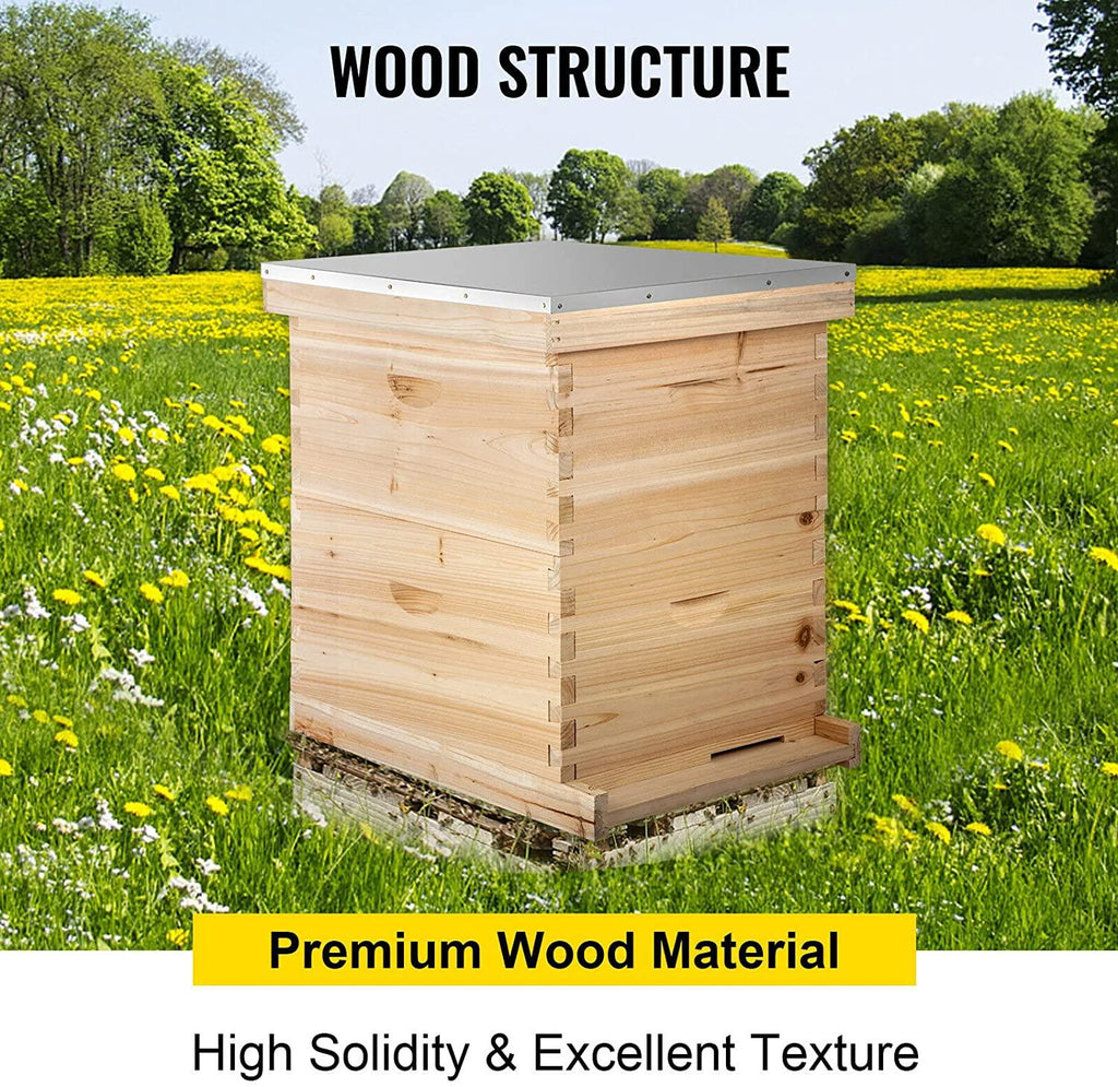 bees box wooden kit bee nest beekeeping equipment beekeeper tool for bee hive supply nest frame with metal roof (color : 20 frame 4 layer)