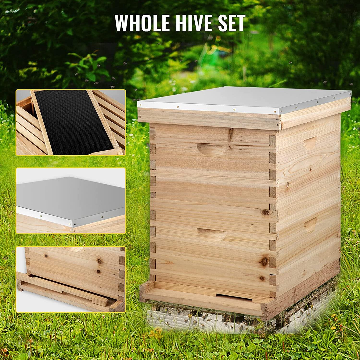 bees box wooden kit bee nest beekeeping equipment beekeeper tool for bee hive supply nest frame with metal roof (color : 20 frame 4 layer)