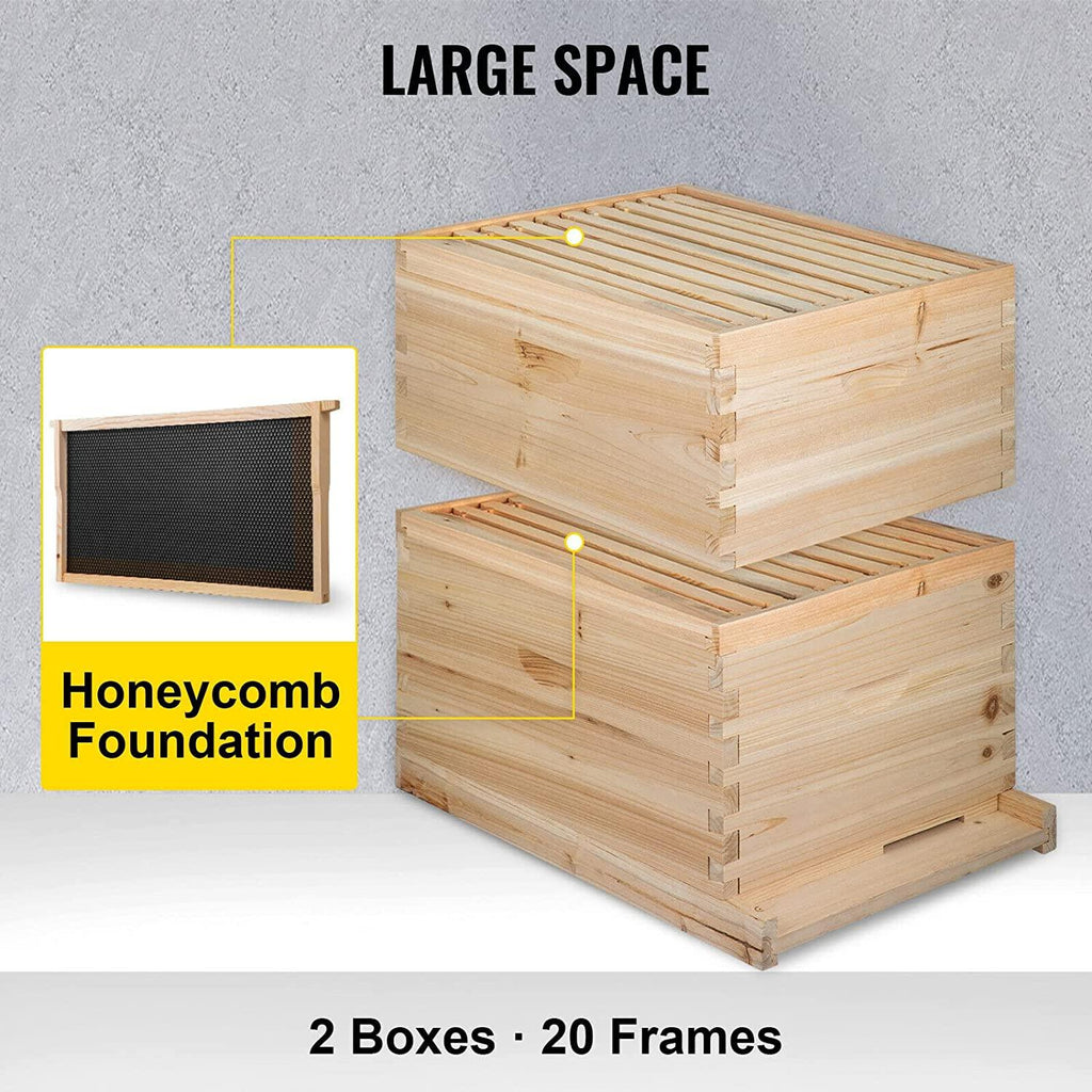 bees box wooden kit bee nest beekeeping equipment beekeeper tool for bee hive supply nest frame with metal roof (color : 10 frame 5 layer)