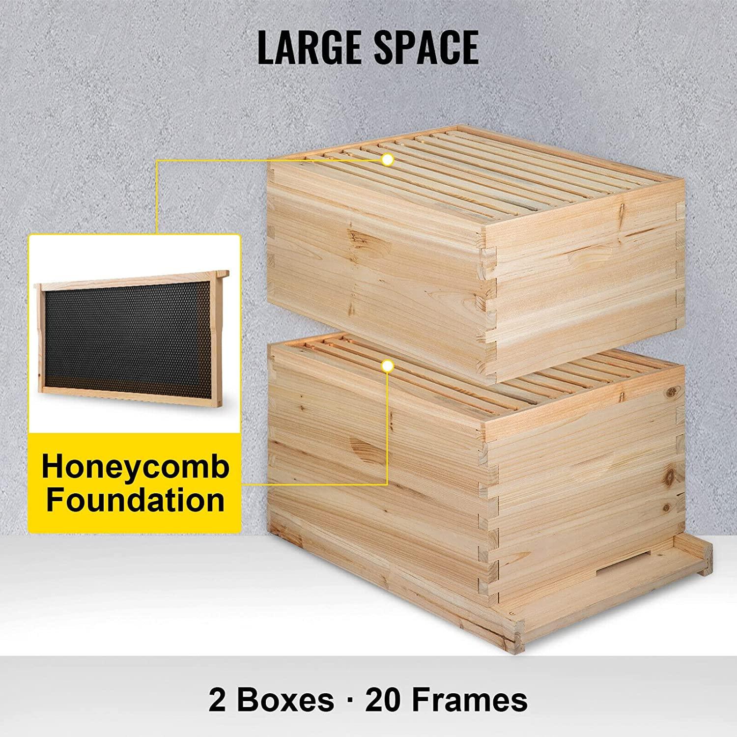 bees box wooden kit bee nest beekeeping equipment beekeeper tool for bee hive supply nest frame with metal roof (color : 10 frame 5 layer)