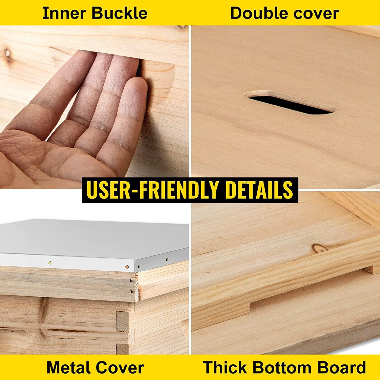 bees box wooden kit bee nest beekeeping equipment beekeeper tool for bee hive supply nest frame with metal roof (color : 20 frame 4 layer)