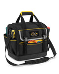 12-Inch Tool Bag with Hard Bottom, Electrician Tool Box Organizer | Detachable Divider, Multiple Pockets, Padded Handle, Adjustable Shoulder Strap, Ideal for Mechanics, Carpenters, Plumbers