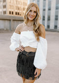 shoulder white crop top