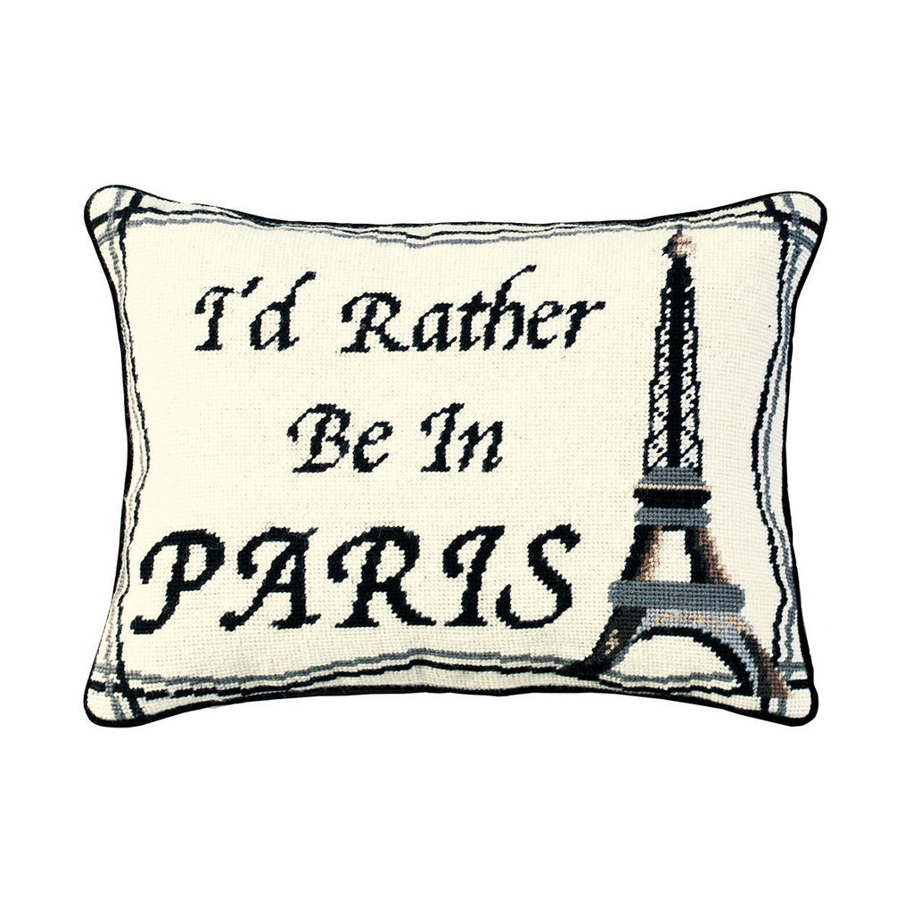 C&amp;F Home I'd Rather Be In Paris Needlepoint Pillow Decor Decoration Christmas Throw Pillow for Couch Chair Living Room Bedroom