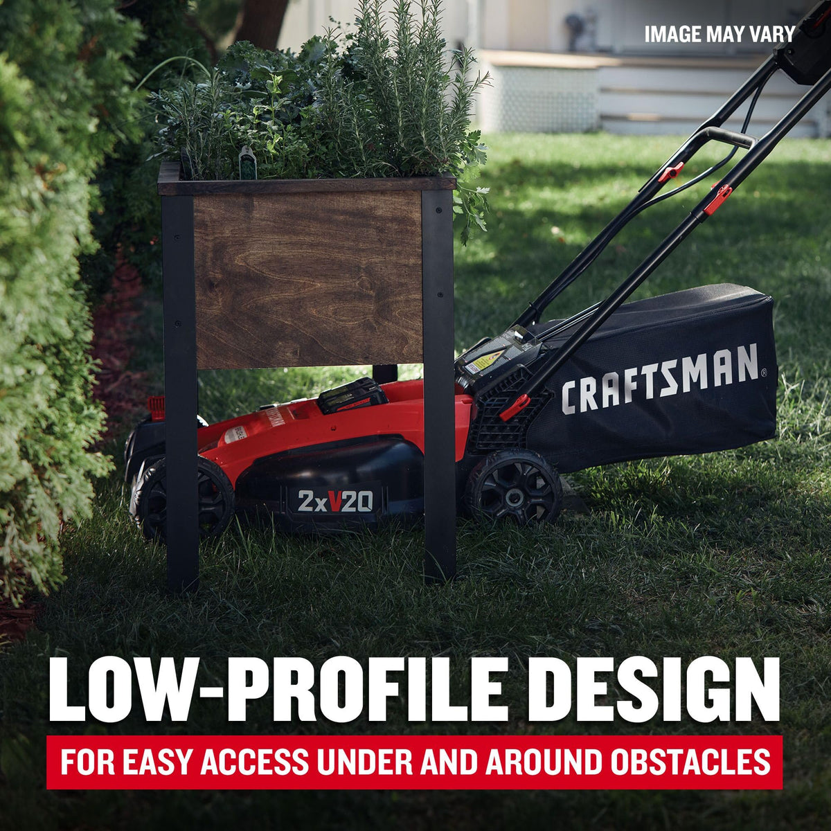 V20 20 in Lawn Mower, 2 x 5Ah Batteries and 2 Chargers Included, High Effeciency Brushless Motor, Push Mower, Up to 50 Min of Runtime, Lightweight, Grass Bag, Low Profile (CMCMW220P2)