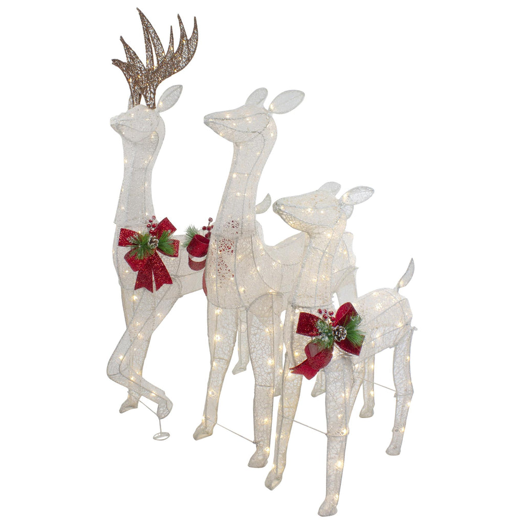 Set of 3 LED Lighted Glittered Reindeer Family Outdoor Christmas Decorations