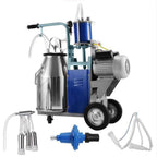 techtongda 25l electric milking machine piston milker with regulator and stainless steel bucket for cows goats sheep miking farm suction milk machine 6.6gallon 110v