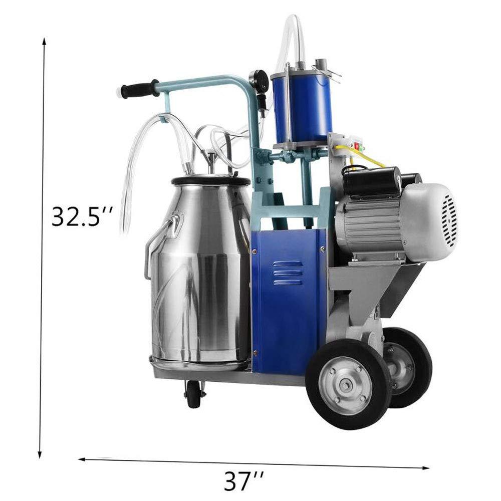 techtongda 25l electric milking machine piston milker with regulator and stainless steel bucket for cows goats sheep miking farm suction milk machine 6.6gallon 110v