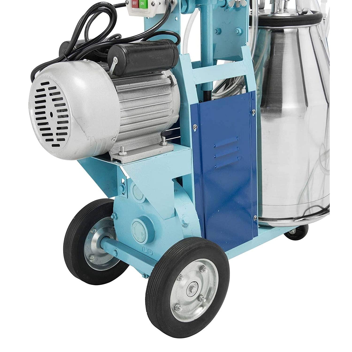 techtongda 25l electric milking machine piston milker with regulator and stainless steel bucket for cows goats sheep miking farm suction milk machine 6.6gallon 110v