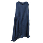 retro summer loose irregular v-neck sleeveless dress