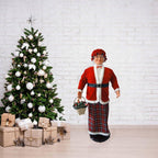 58 in. Christmas Dancing Mrs. Claus with Tartan Skirt and Gift Basket