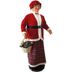 58 in. Christmas Dancing Mrs. Claus with Tartan Skirt and Gift Basket